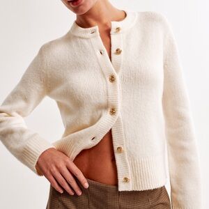 Cream Button-Up Cardigan